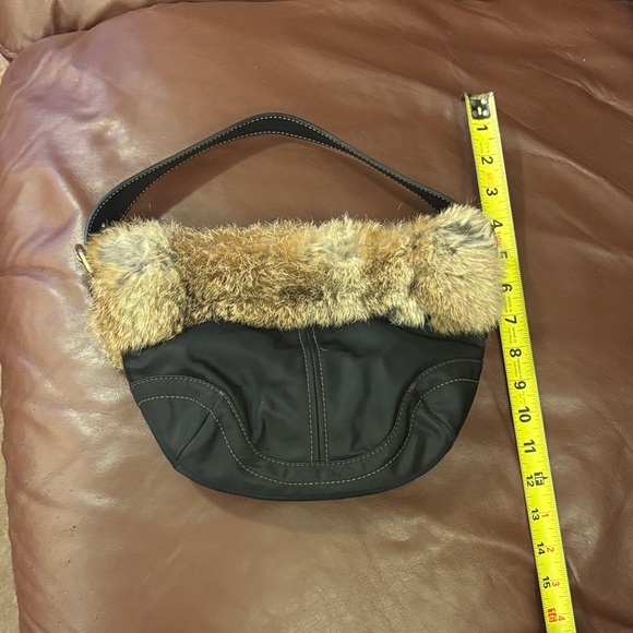 Coach Vintage  Rabbit Fur Trim Black Shoulder Bag Rare! Mint Condition!